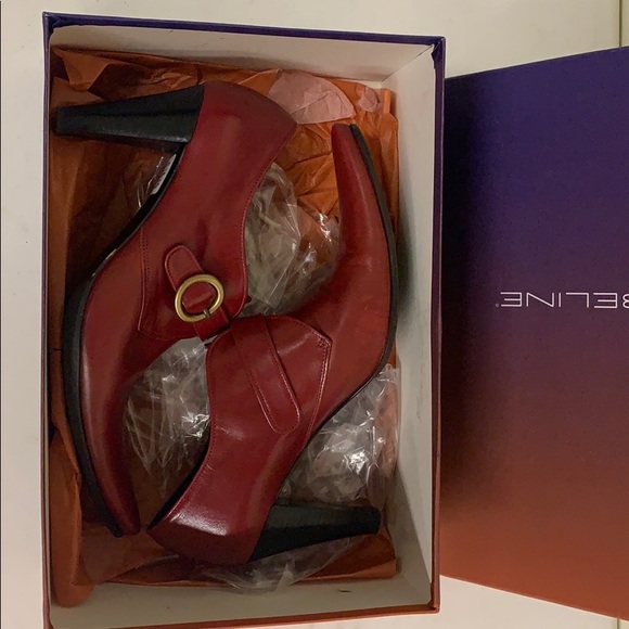 Obeline Leather Hugh Heel Shoes in Red - Picture 6 of 7